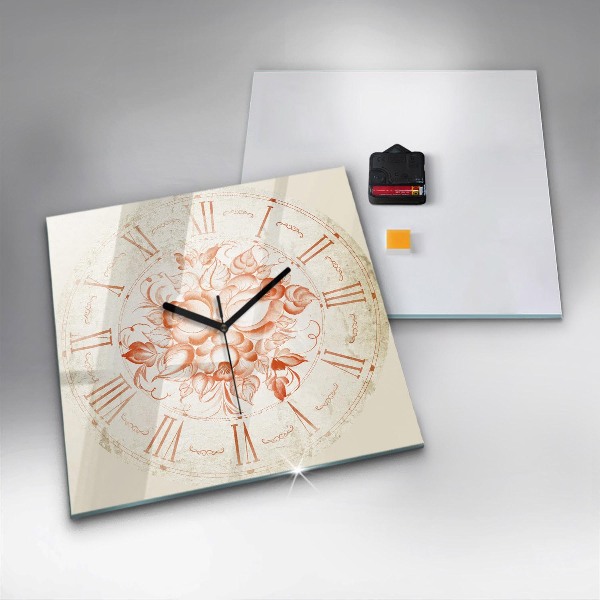 Square glass clock Roman motif