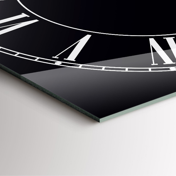 Square glass clock Black Roman numerals