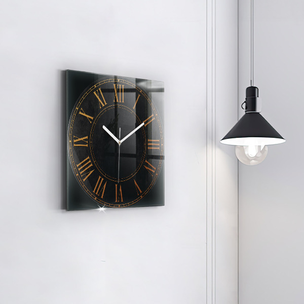 Square glass clock Old Roman numerals