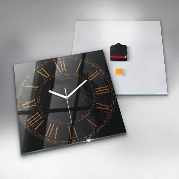 Square glass clock Old Roman numerals