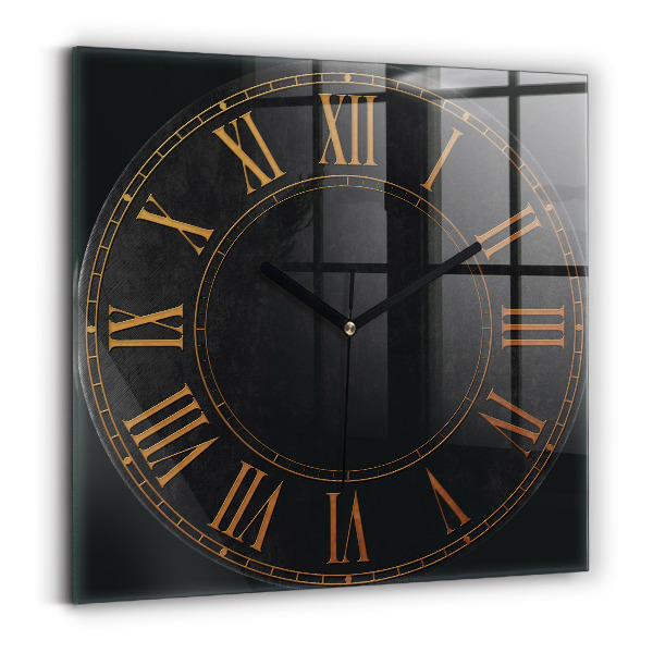 Square glass clock Old Roman numerals