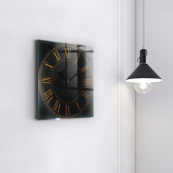Square glass clock Old Roman numerals
