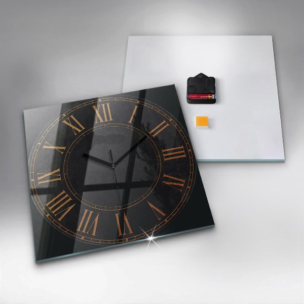 Square glass clock Old Roman numerals