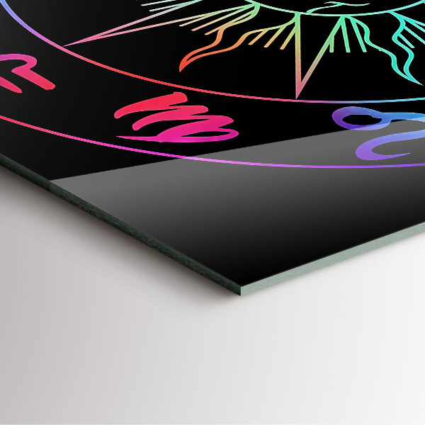 Square glass clock Rainbow zodiac signs