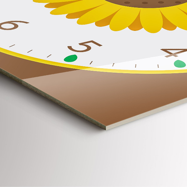 Square glass clock Sunflower flower