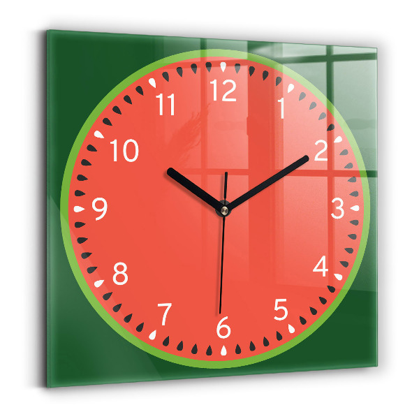 Square glass clock Sweet watermelon