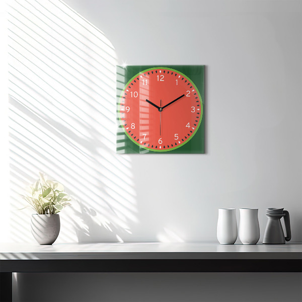 Square glass clock Sweet watermelon