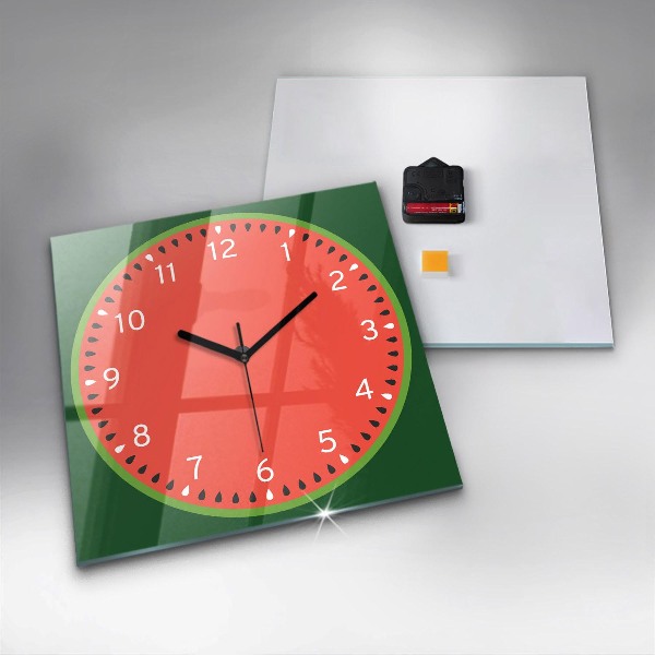 Square glass clock Sweet watermelon