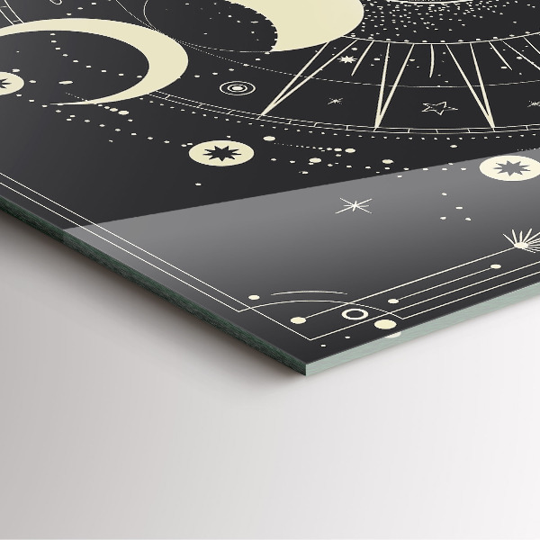 Square glass clock Moons and sun