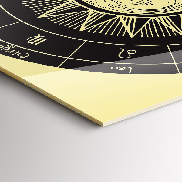 Square glass clock Zodiacs and sun