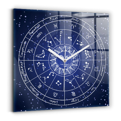 Square glass clock Zodiac constellations