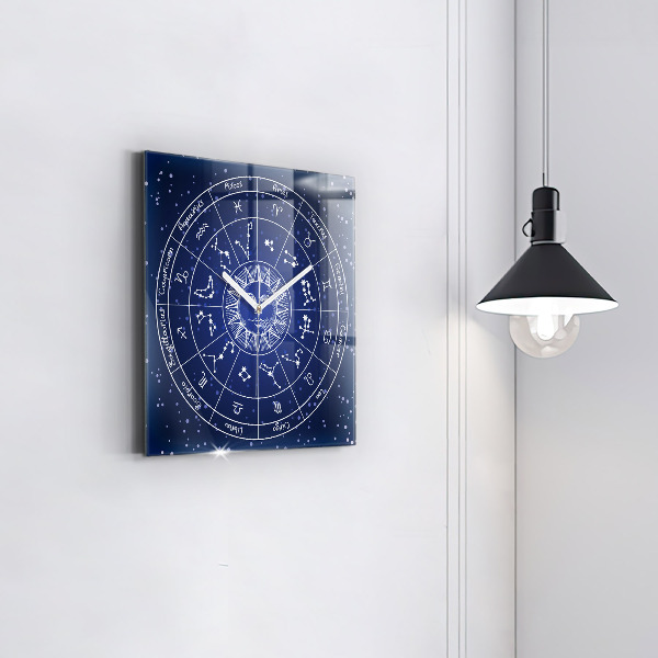 Square glass clock Zodiac constellations