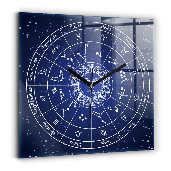 Square glass clock Zodiac constellations