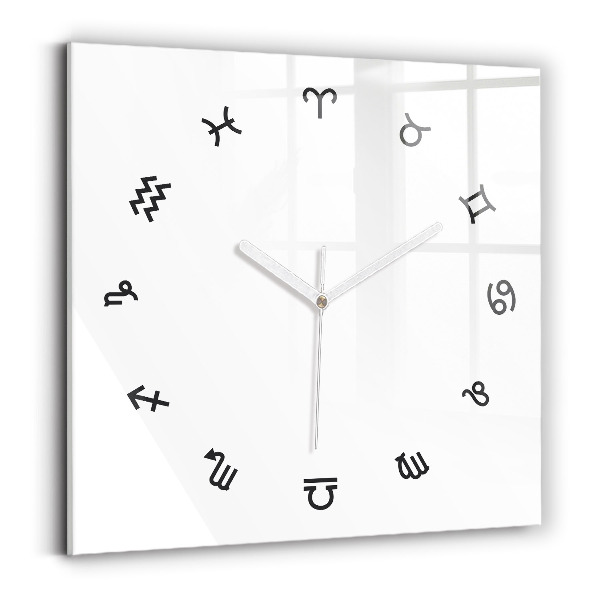 Square glass clock Minimalist zodiacs