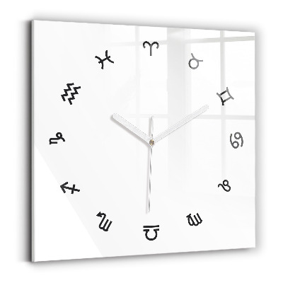 Square glass clock Minimalist zodiacs