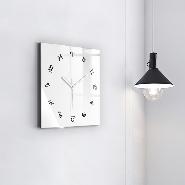 Square glass clock Minimalist zodiacs