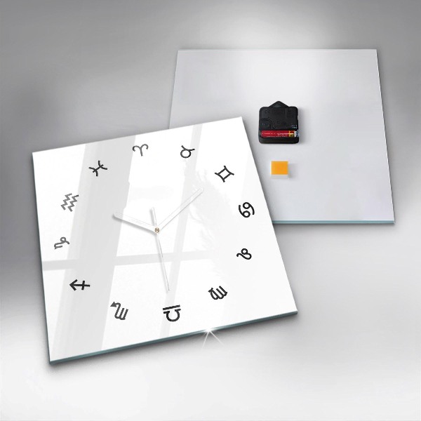 Square glass clock Minimalist zodiacs