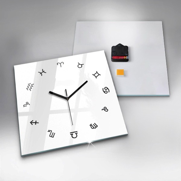 Square glass clock Minimalist zodiacs
