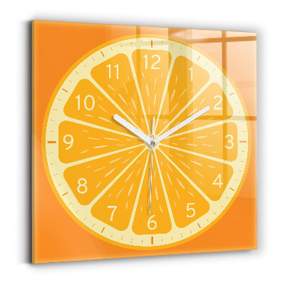 Square glass clock Juicy orange