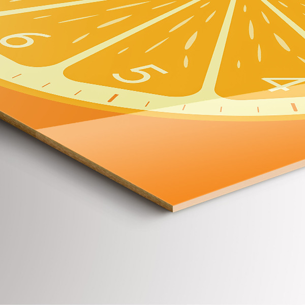 Square glass clock Juicy orange