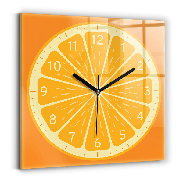Square glass clock Juicy orange