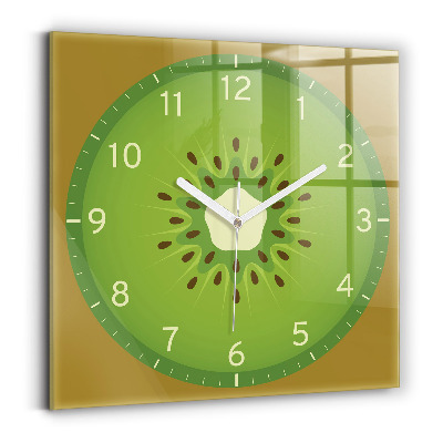 Square glass clock Kiwi fruit