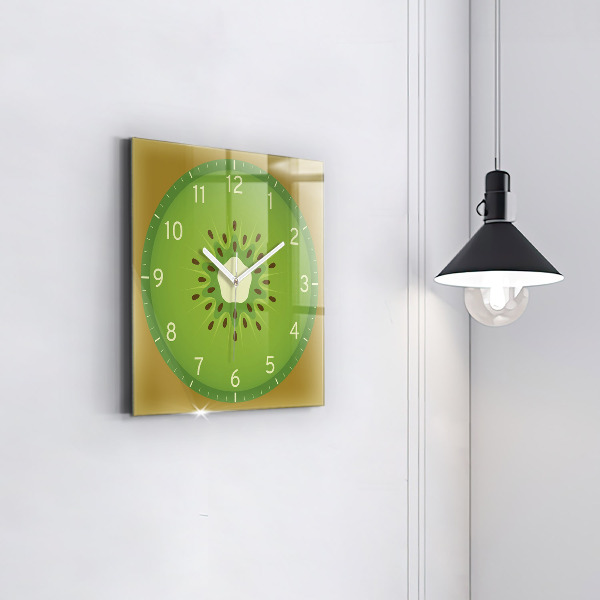 Square glass clock Kiwi fruit