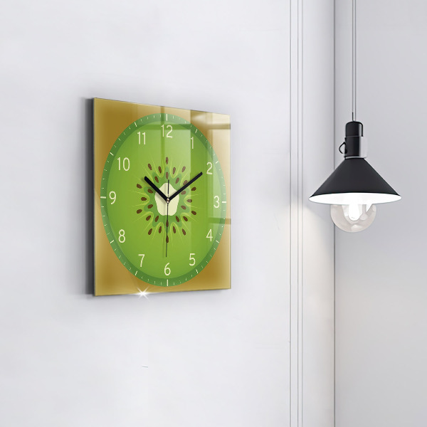 Square glass clock Kiwi fruit