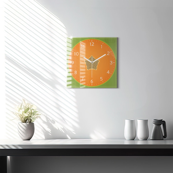 Square glass clock Papaya fruit