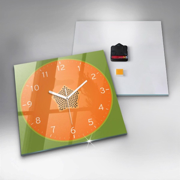 Square glass clock Papaya fruit