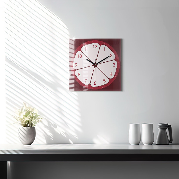 Square glass clock Sliced ​​fruit
