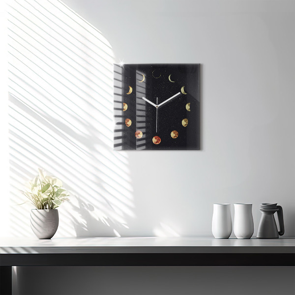 Square glass clock Moon phases