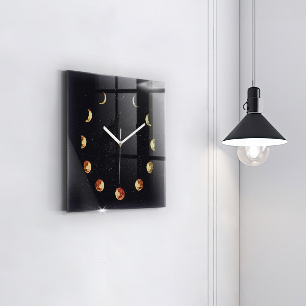 Square glass clock Moon phases