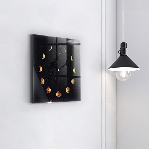 Square glass clock Moon phases