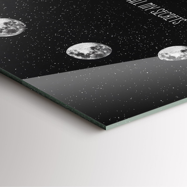 Square glass clock Moon phases and inscription