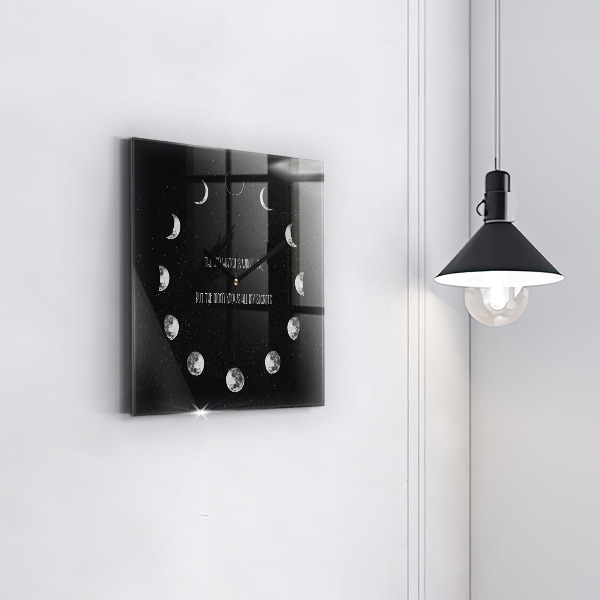 Square glass clock Moon phases and inscription