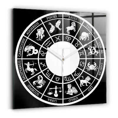 Square glass clock Zodiac