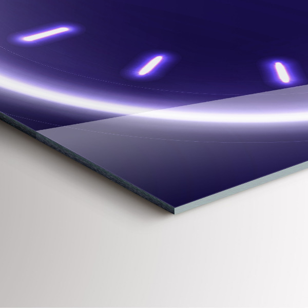 Square glass clock Neon lines