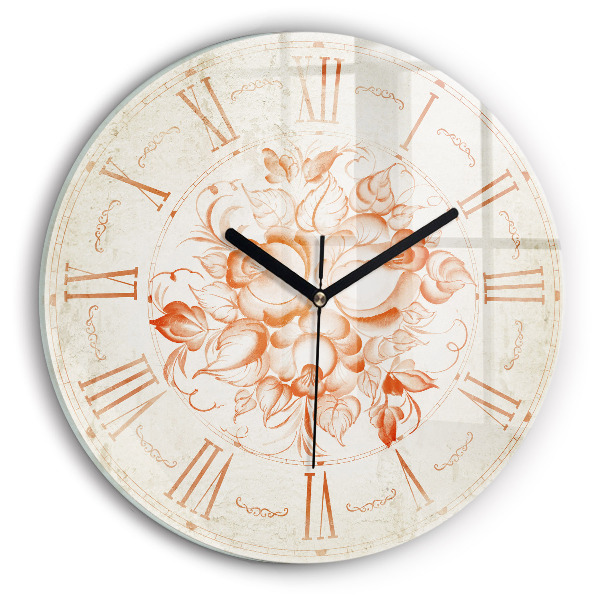 Round clock glass Roman Theme