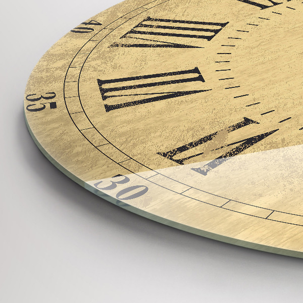 Round clock glass Brown Roman Numerals
