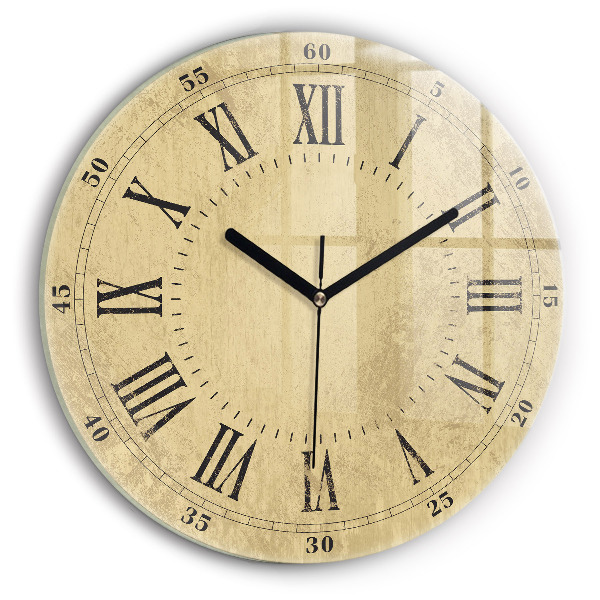 Round clock glass Brown Roman Numerals