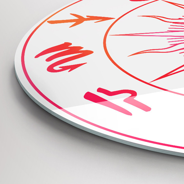 Round clock glass Colorful Zodiac Signs