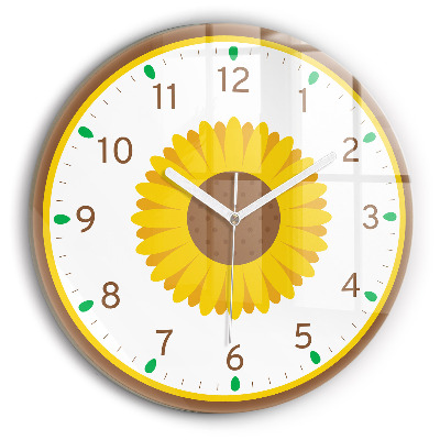 Round clock glass Sunflower Flower
