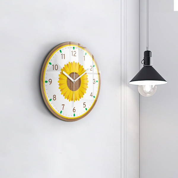 Round clock glass Sunflower Flower