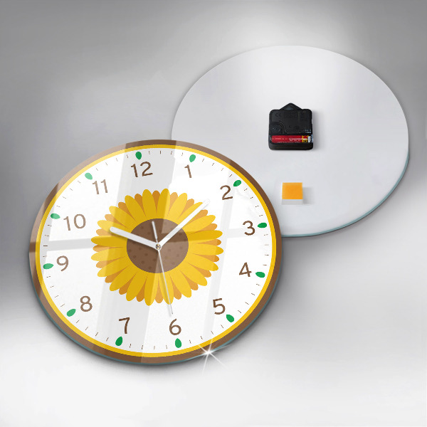 Round clock glass Sunflower Flower