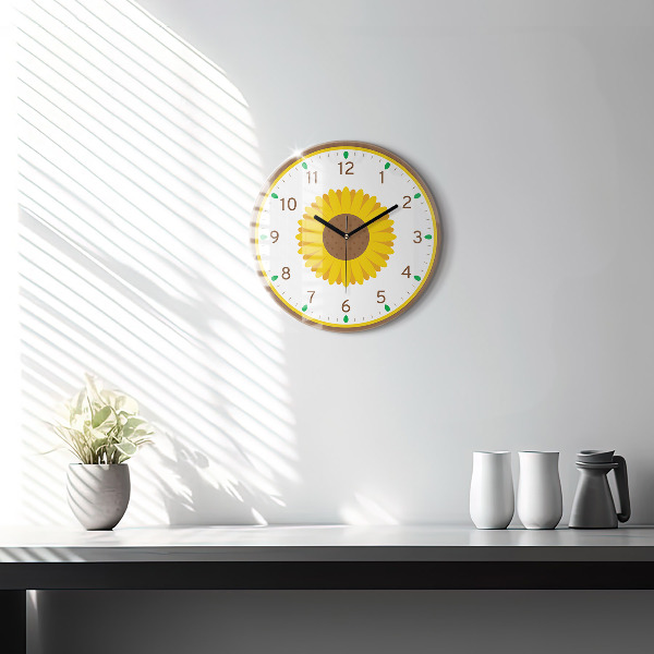 Round clock glass Sunflower Flower