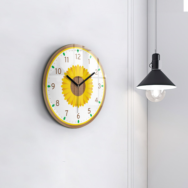 Round clock glass Sunflower Flower