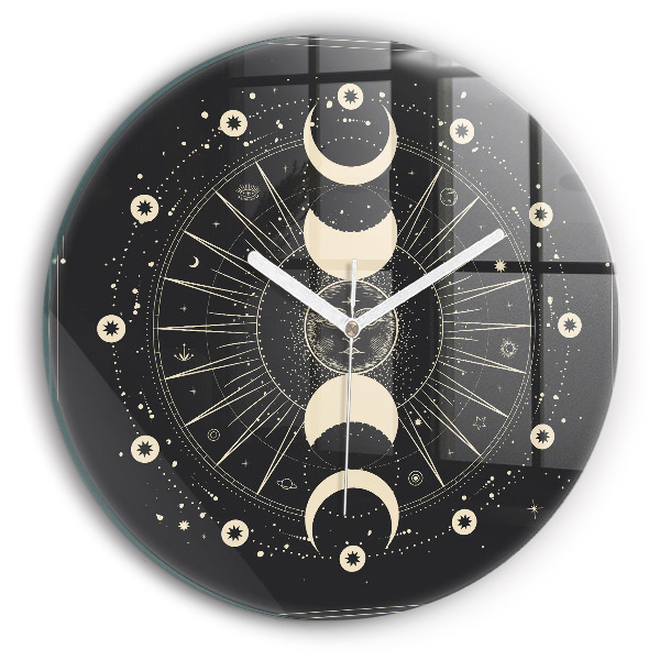 Round clock glass Moons and Sun