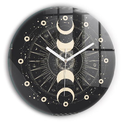 Round clock glass Moons and Sun