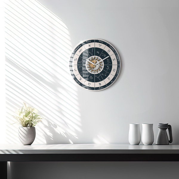 Round clock glass Zodiac Constellations